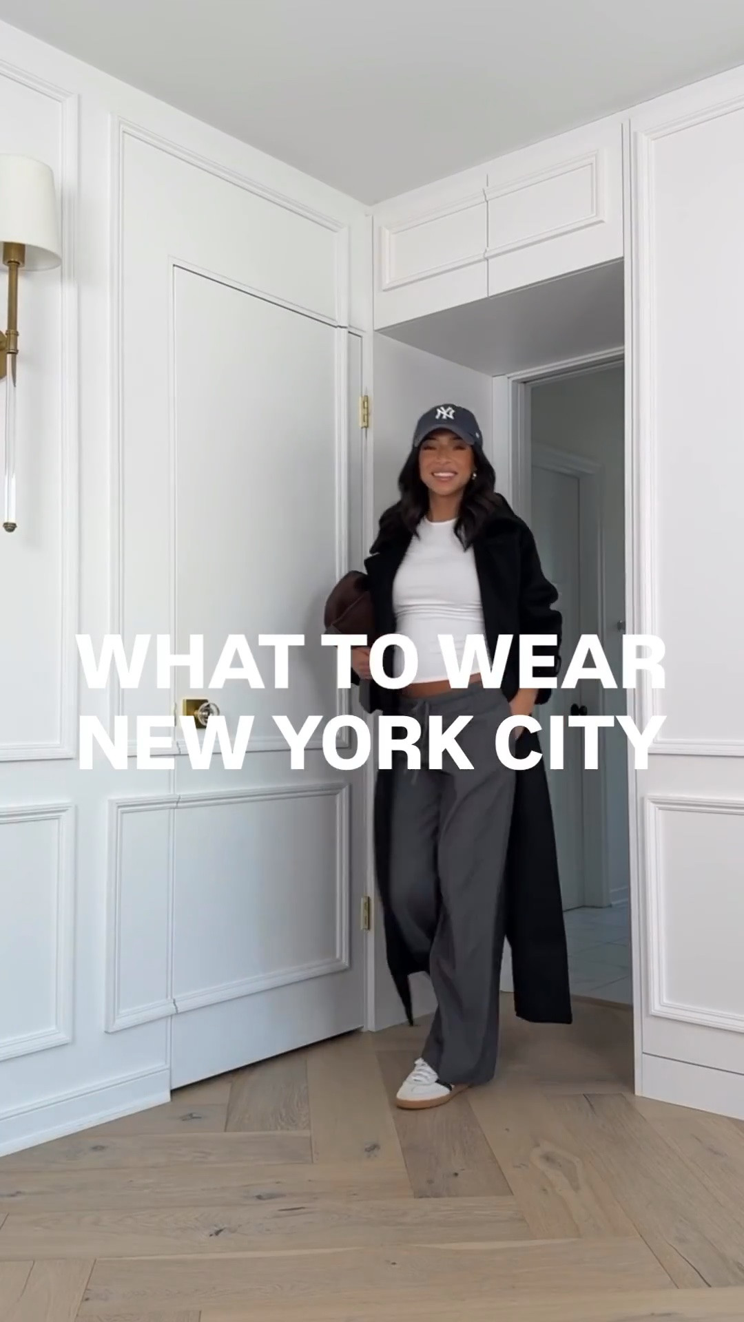 The fall outfits I'd wear in New York City! These outfits are so chic, versatile, and the perfect autumn outfits to pack for a week exploring the city 🗽🍂

Sizing details below 👇🏽 
White tank - S 
Grey pants - M 
Black trench coat - M 
Tall Green sweater tank - S 
Brown bubble hem jacket - M 
Black bootcut jeans - 29 
Long White tee - S 
Grey sweater - M 
Mini skort - M 
Leather jacket - S 
Black baby tee - S 
Black bootcut pants - 29 
Long Grey sweater tank - S 
Blazer - M 
Low rise baggy jeans - 29 long 

fall fashion, dinner outfit, date night outfits