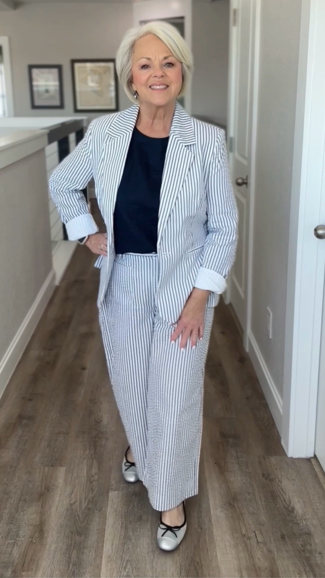 Spring is in the air and this seersucker set is EVERYTHING 💙 The classic blue & white stripe never goes out of style, and this affordable find looks so polished without trying too hard. I paired it with a navy linen tank for an easy, breezy look that will carry me straight into summer. ☀️
Heads up — this one is selling FAST! 🛍️



#LTKMidsize #LTKOver40 #LTKootd