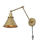 LNC Swing Arm Wall Sconce Lighting Adjustable Gold Plug-in Lamp,1 Pack | Amazon (US)