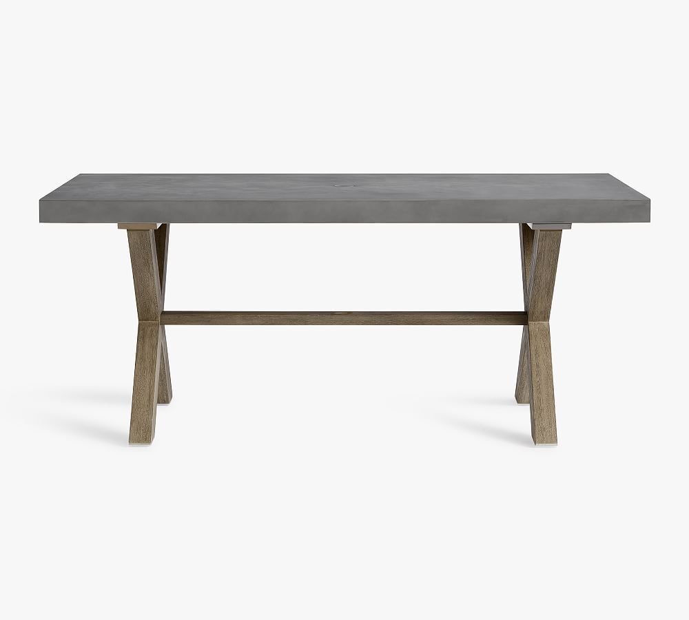 Indio Concrete & Eucalyptus X-Base Outdoor Dining Table | Pottery Barn (US)