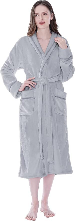 PAVILIA Plush Robe For Women, Fluffy Soft Bathrobe, Warm Cozy Fleece Robe, Satin Trim | Amazon (US)