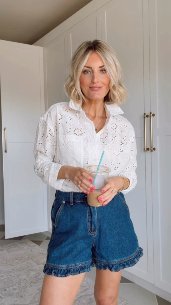I ordered these shorts in two colors because they’re just that good! 👏🏼 Wearing size 6 in these shorts & S in the eyelet blouse! Loverly Grey, Amazon, denim shorts, spring outfit, spring looks



#LTKootd #LTKSeasonal