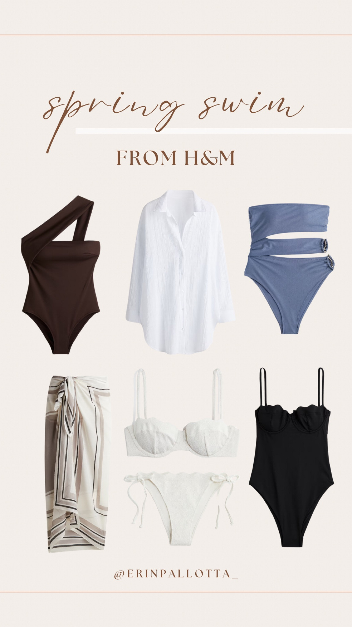 Affordable swim from H&M! Loving the brown one shoulder one piece and the blue cutout one piece. Scallops are in for spring and they have both a one piece and bikini option with the cutest detail!

#LTKFindsUnder50 #LTKSwim #LTKSeasonal
