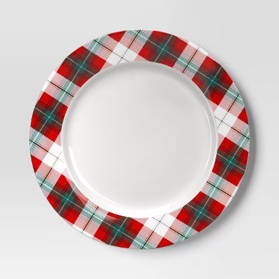 10.8" Stoneware Plaid Dinner Plate - Threshold™ | Target