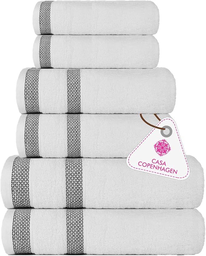 CASA COPENHAGEN Solitaire Luxury Hotel & Spa Quality, 600 GSM Egyptian Cotton, 6 Piece Turkish To... | Amazon (US)