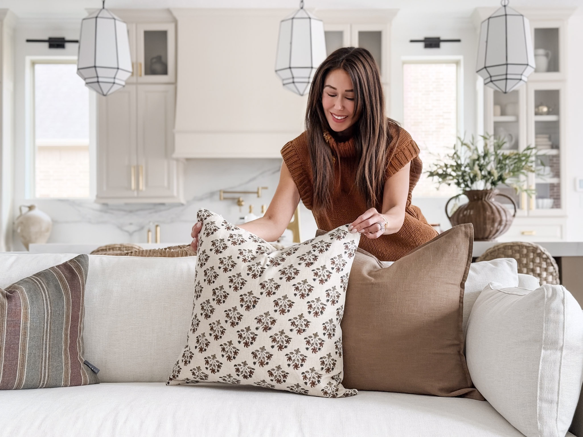 Living Room Couch Spring Refresh with a block print pillow cover, decorative linen solid throw pillow, Indy striped pillow cover

#LTKHome #LTKSeasonal