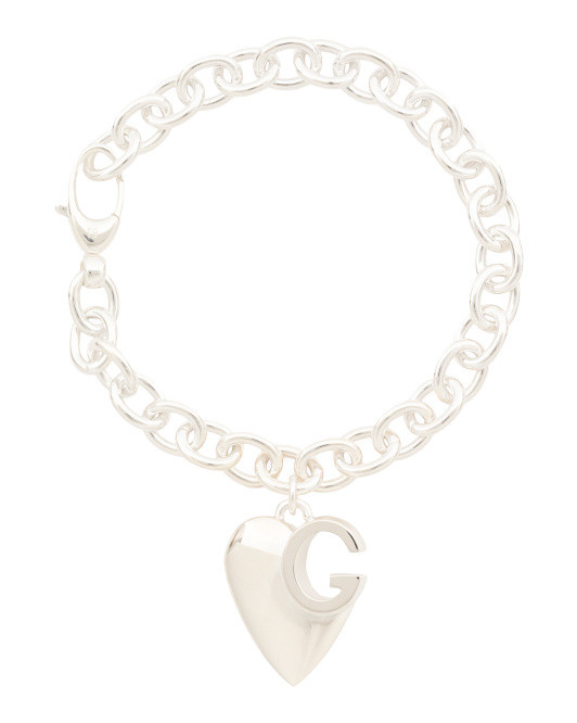 Made In Italy Sterling Silver Heart Pendant Charm Bracelet | TJ Maxx