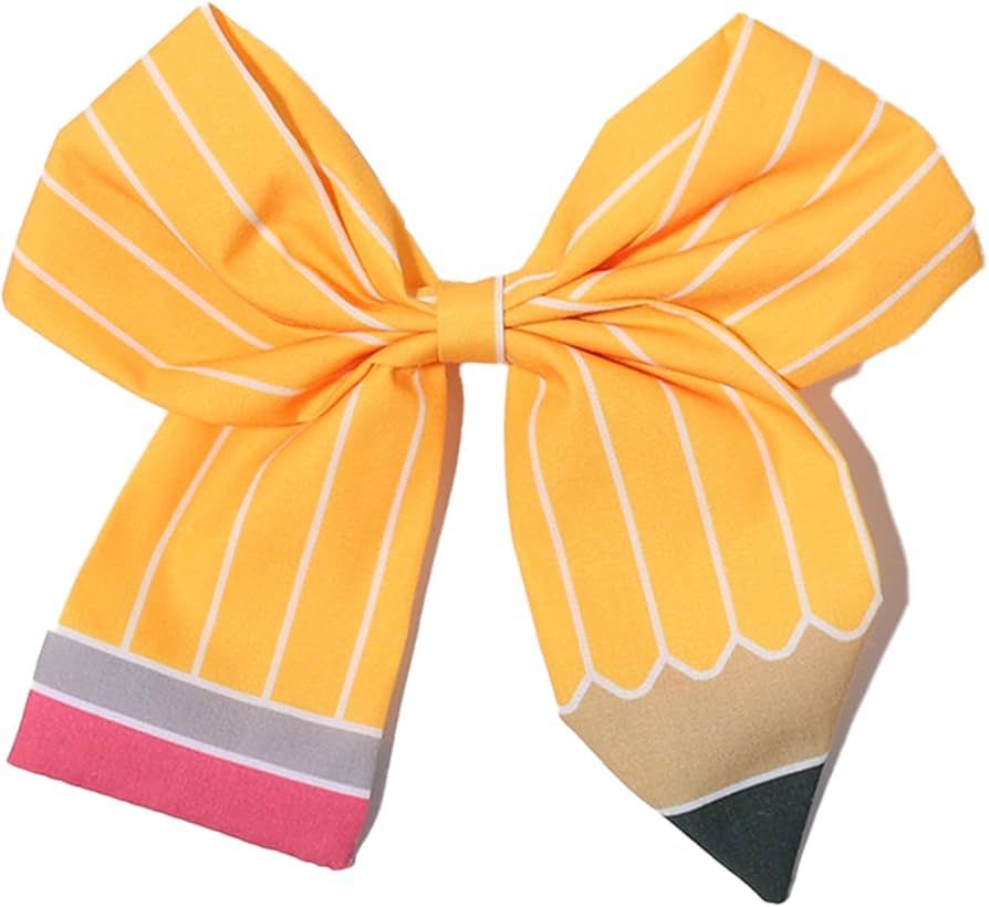 Back to School Hair Bows Clips Pencil Stripe Hair Clip Yellow Bowknot Hairpin Hairgrips for First... | Amazon (US)