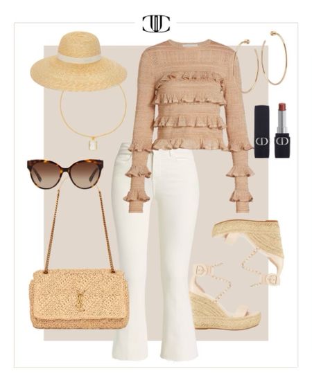 Camel and white are two colors that I love to wear together for a timeless and classic look. 

White denim, sweater, sunglasses, wedges, sun hat, sunglasses, cross body bag, casual outfit, spring outfit 

#LTKshoecrush #LTKover40 #LTKstyletip