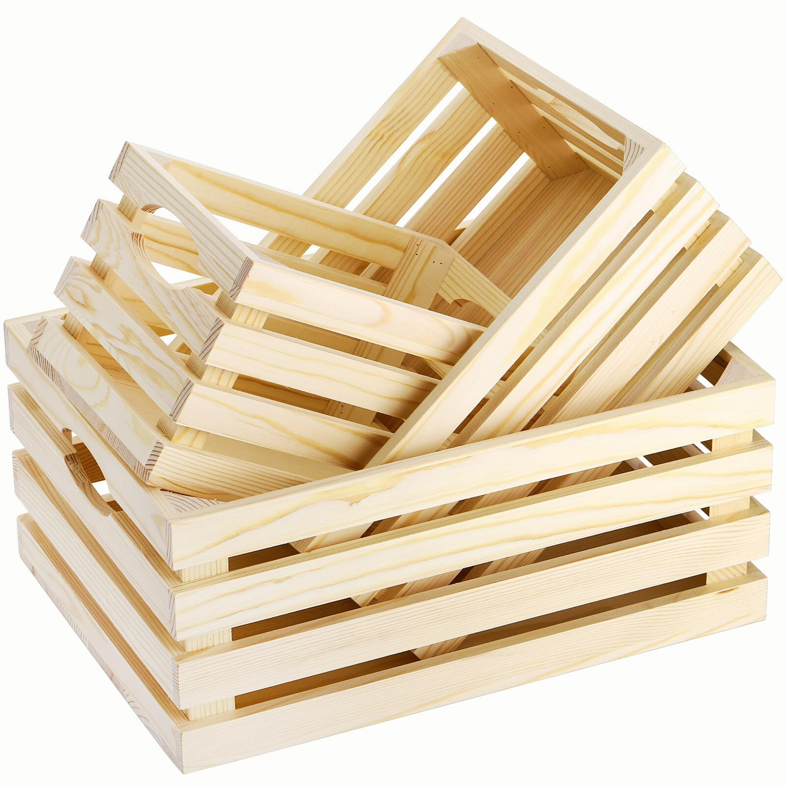 ZENFUN 3 Pack Wooden Nesting Crates with Handles, Decorative Hand Crafted Wood Box Nesting Crate ... | Amazon (US)