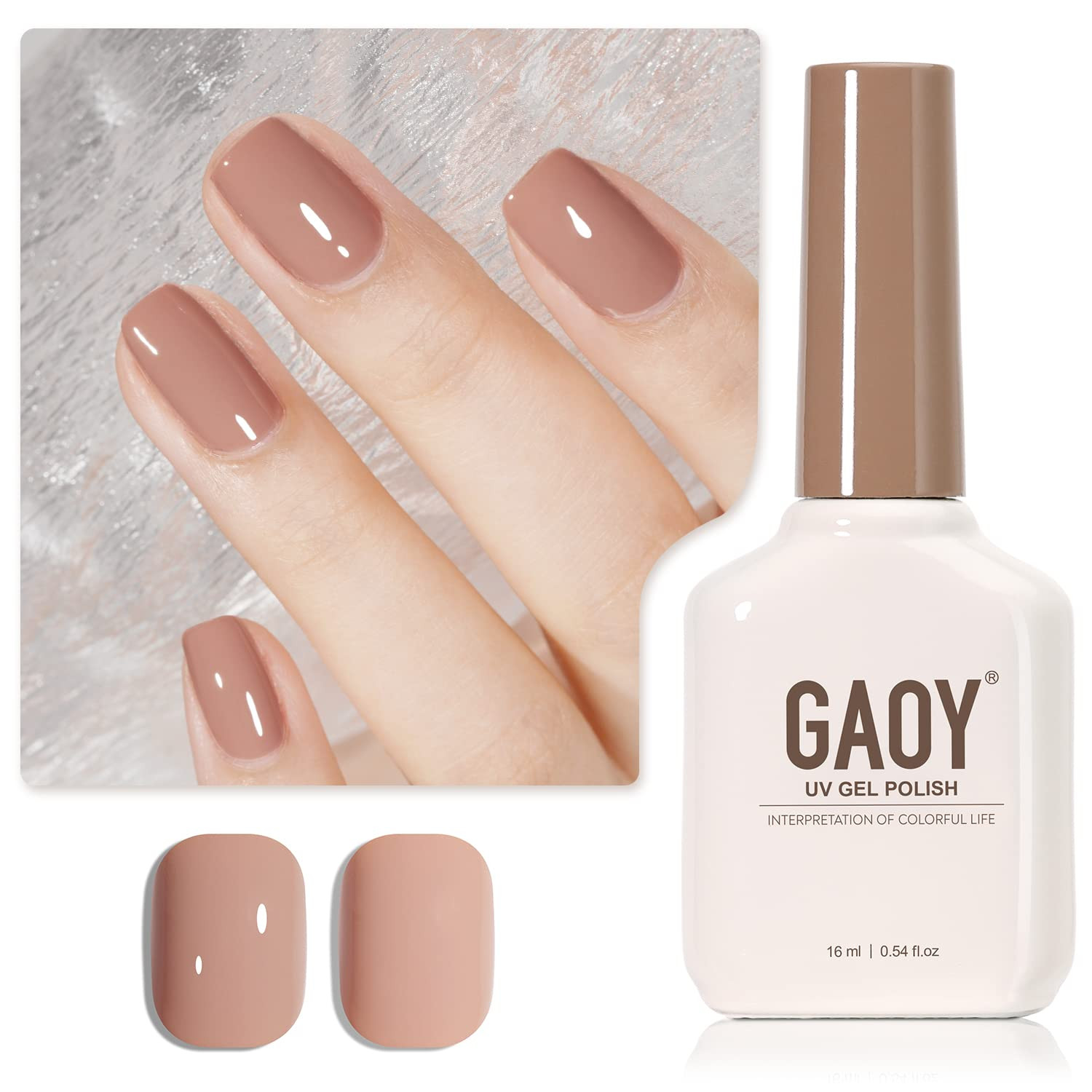 GAOY Nude Brown Gel Nail Polish, 16ml Soak Off Nautral Gel Polish for Nail Art DIY Manicure at Home, UV Light Cure Color 1505 | Amazon (US)