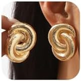 Chunky Gold Knot Twisted Dangle Earrings Dainty Large Spiral Twist Vintage Statement Earring for ... | Amazon (US)
