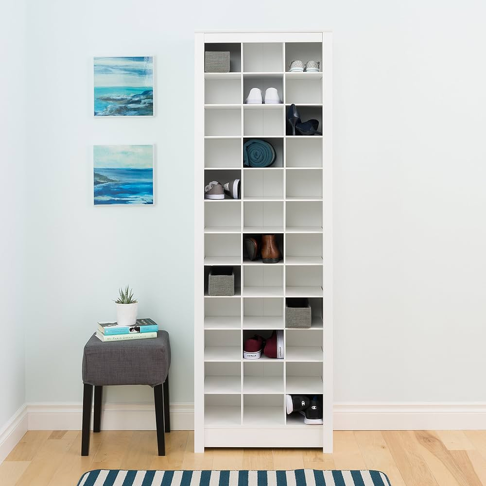 Prepac Elegant White Shoe Storage Cabinet, Space-Saving Solution with Cubbies for 36 Pairs, 13"D ... | Amazon (US)