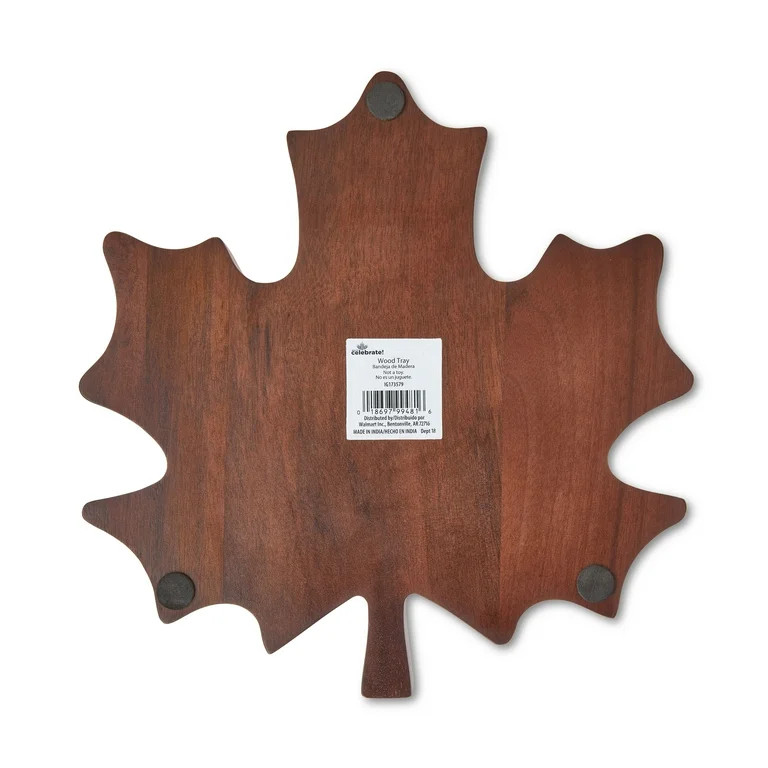 Harvest Leaf-Shaped Mango Wood Tray Tabletop Decoration, by Way To Celebrate | Walmart (US)