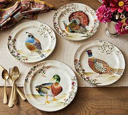 Botanical Harvest Bird Stoneware Dinner Plates - Mixed Set of 4 | Pottery Barn (US)