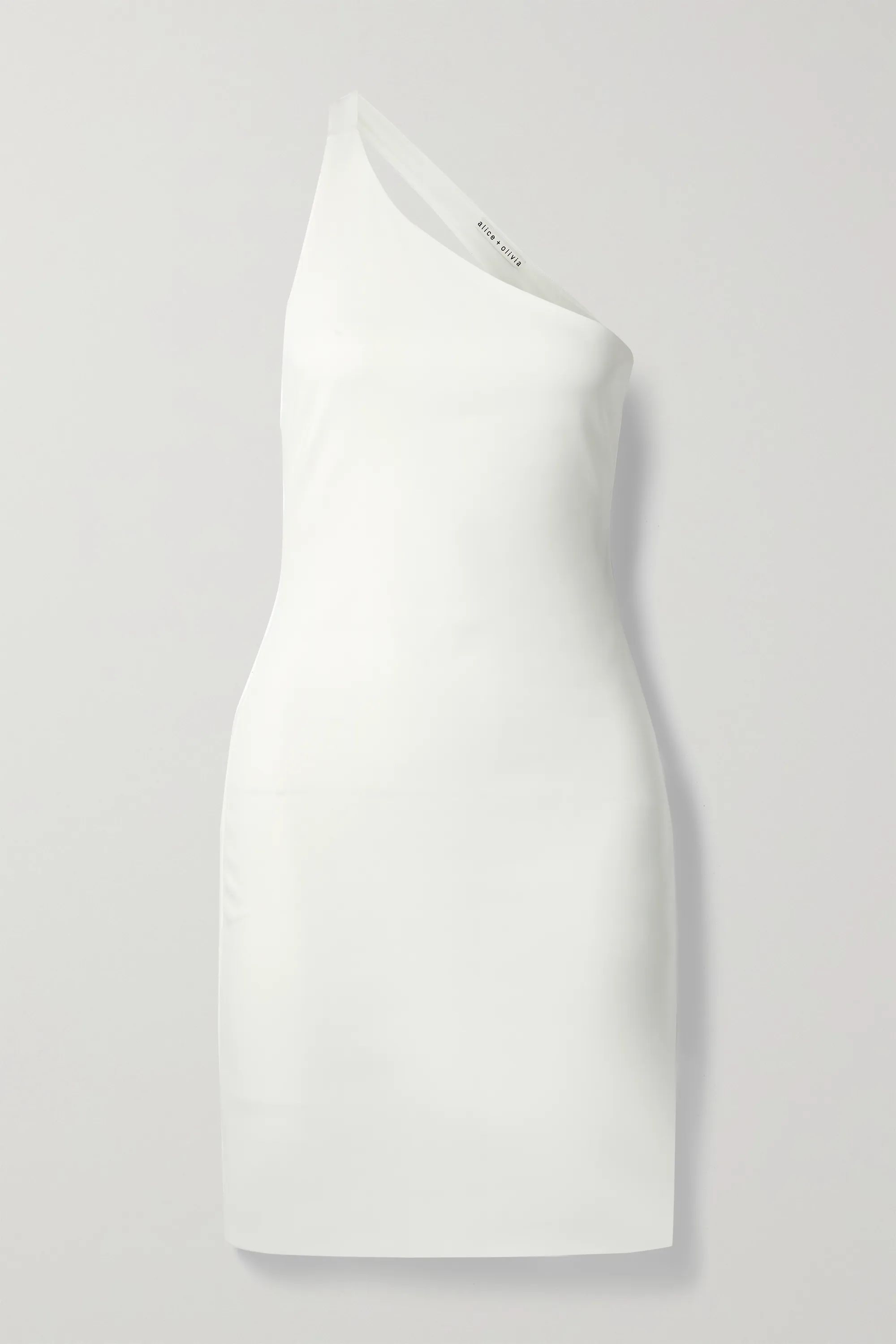 White Rosia open-back one-shoulder stretch-jersey mini dress | Alice + Olivia | NET-A-PORTER | NET-A-PORTER (US)