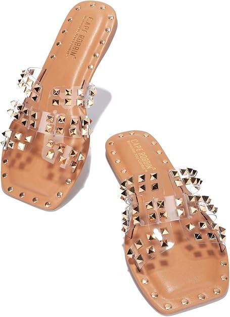 Cape Robbin Amisha Sandals Slides for Women, Studded Womens Mules Slip On Shoes | Amazon (US)
