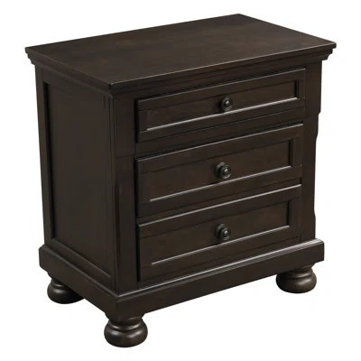 Bedroom Nightstand With Grayish Brown Finish - 2 Drawers, Felt-lined Jewelry Tray, Antique Wooden In Transitional Style Finish, Drawers Bearing Glides | Wayfair North America