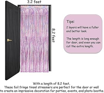 Pink Tinsel Curtain Party Backdrop - GREATRIL Foil Fringe Curtain Lilac Pink Party Streamers for ... | Amazon (US)