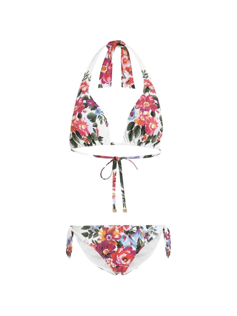 Dolce & Gabbana flower bouquet-print padded triangle bikini - White | Farfetch Global