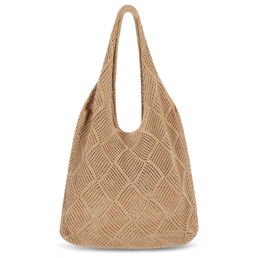 Sightor Crochet Tote Bag, Mesh Beach Bag Knit Summer Hobo Bag Vacation Boho Tote Bag for Women | Amazon (US)