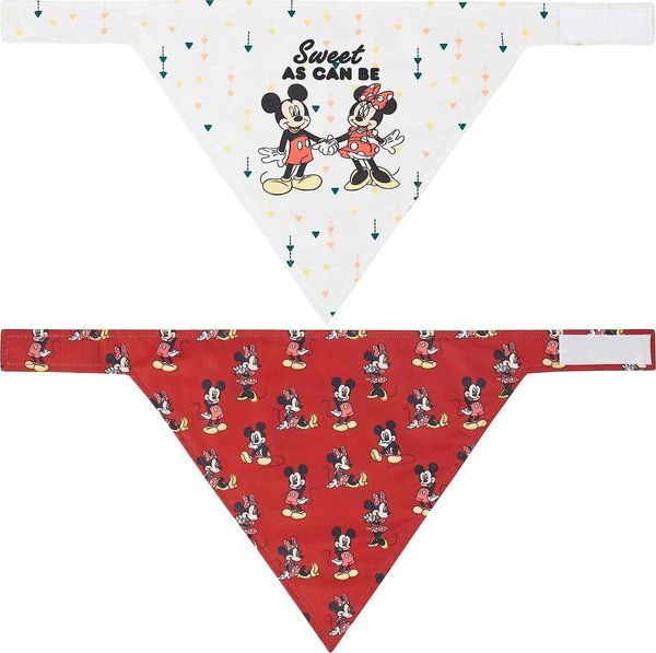 DISNEY Mickey Mouse & Minnie Mouse "Sweet As Can Be" Reversible Dog & Cat Bandana, X-Small/Small ... | Chewy.com