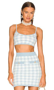 ASSIGNMENT Sadie Knit Plaid Cropped Tank in Baby Blue & White from Revolve.com | Revolve Clothing (Global)