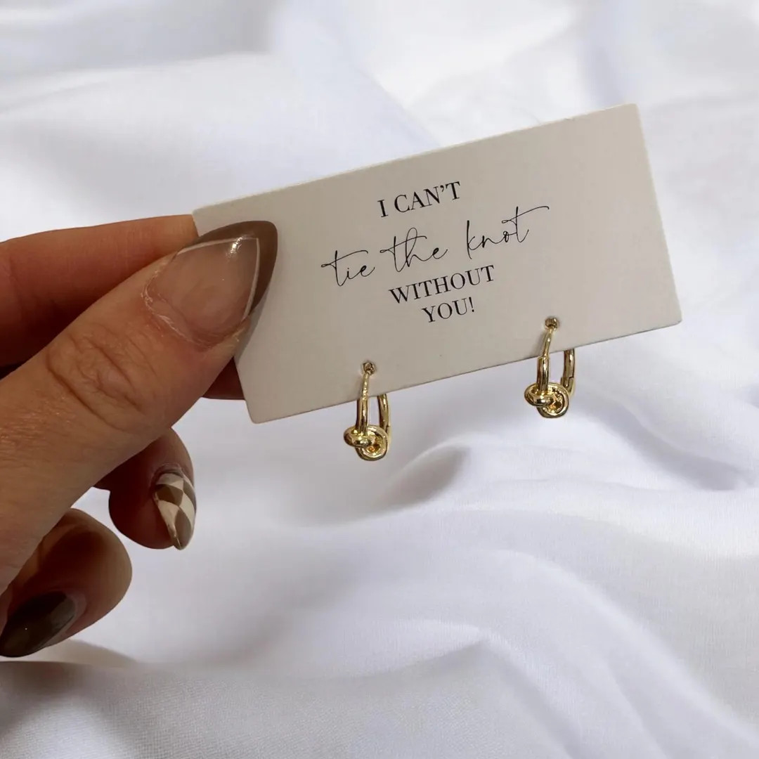 Bridesmaid Hoop Earrings | Knot | Silver Gold | I Can\u2019t Tie The Knot Without You | | Bridesm... | Etsy (Global)