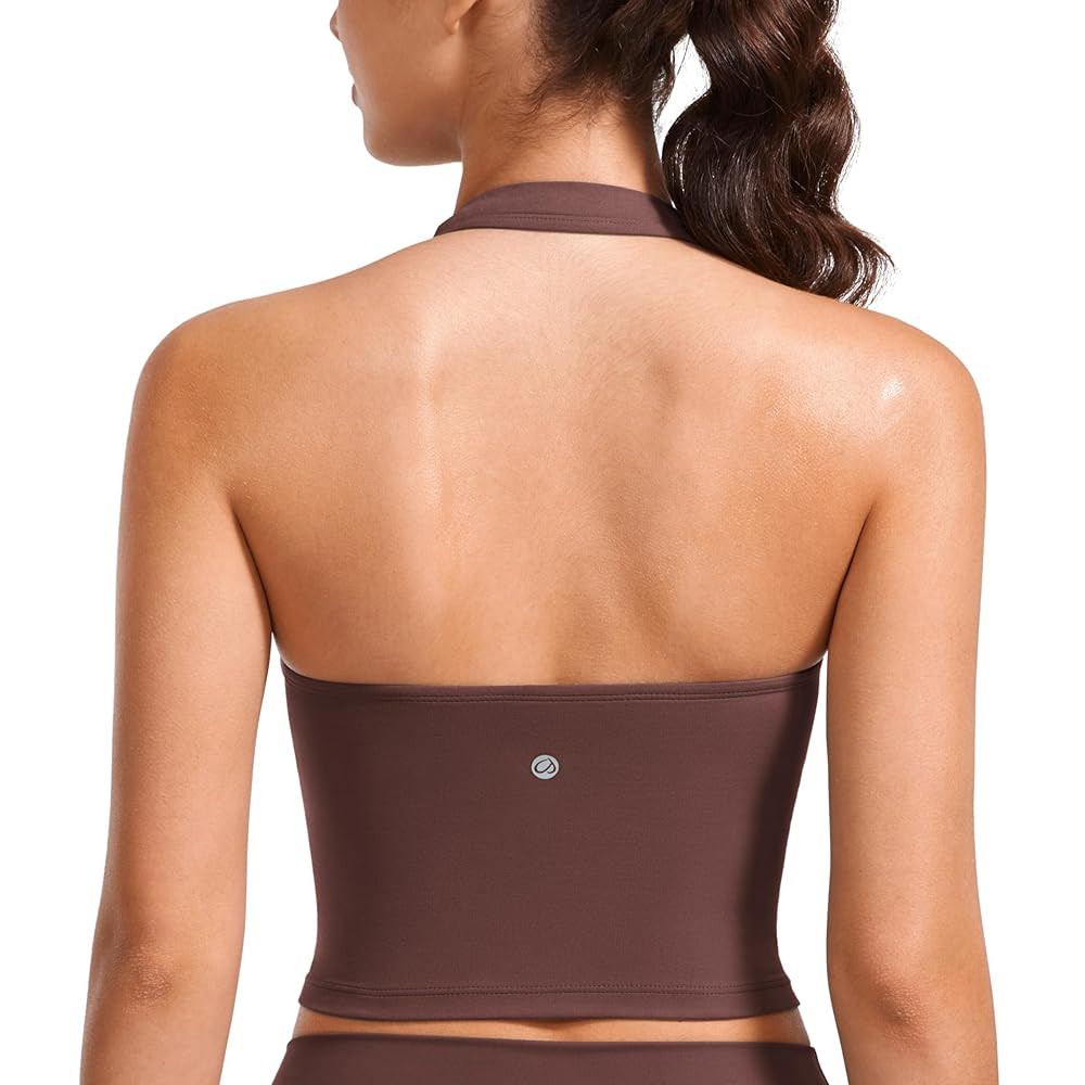 CRZ YOGA Womens Butterluxe Halter Longline Sports Bra - Padded Workout Yoga Crop Tops Tanks with ... | Amazon (US)