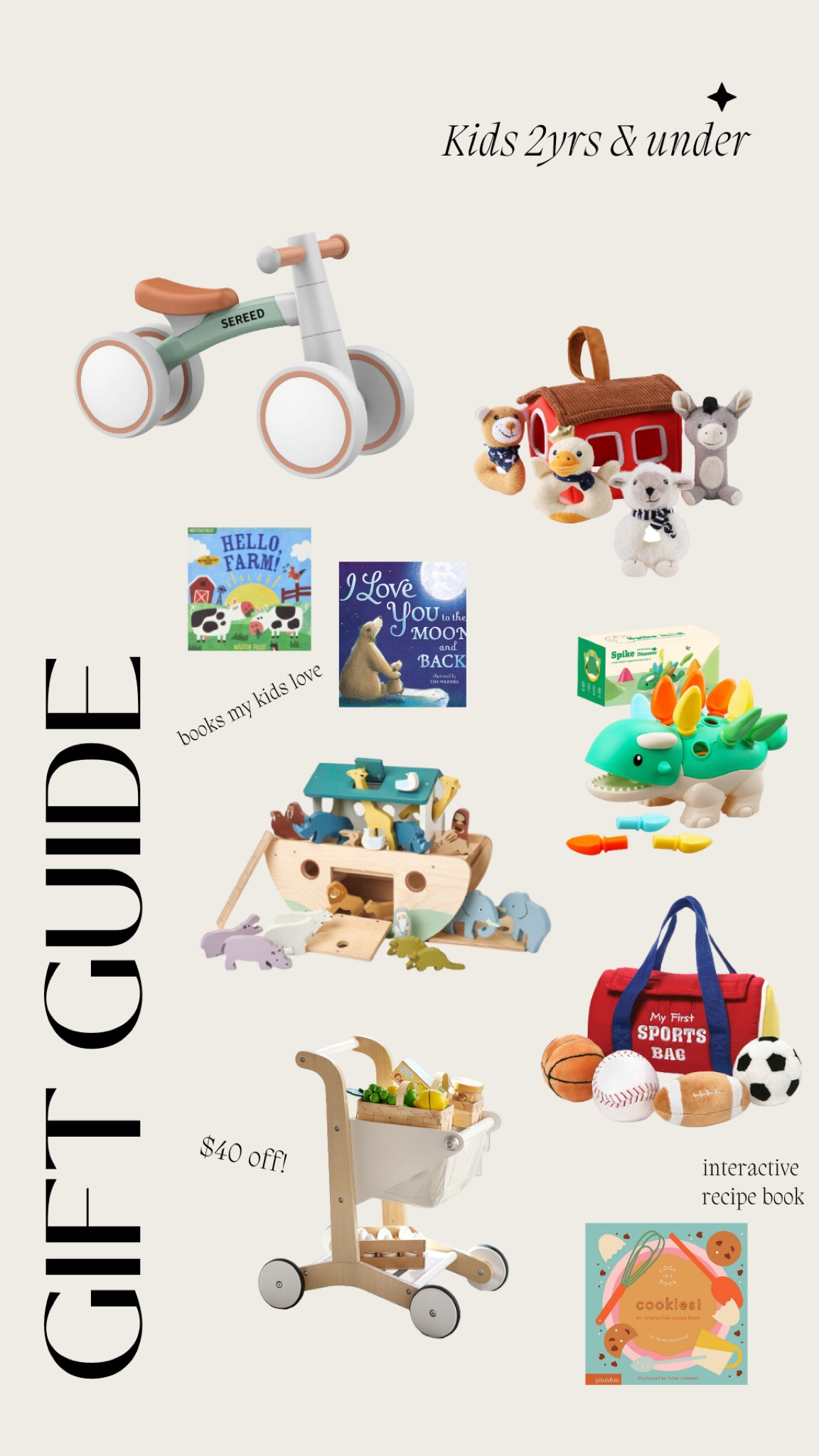 Gift guide for kids under 2 years old. Books, balance bike, plush toys, grocery cart.

#LTKSeasonal #LTKHoliday #LTKbaby