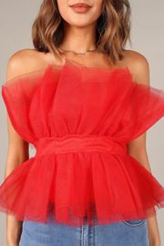 Karlie Strapless Tulle Top - Red | Petal & Pup (US)