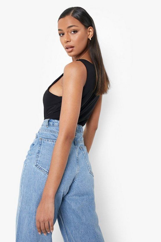 Red Slinky Double Layer Scoop Sleeveless Bodysuit | Boohoo.com (UK & IE)