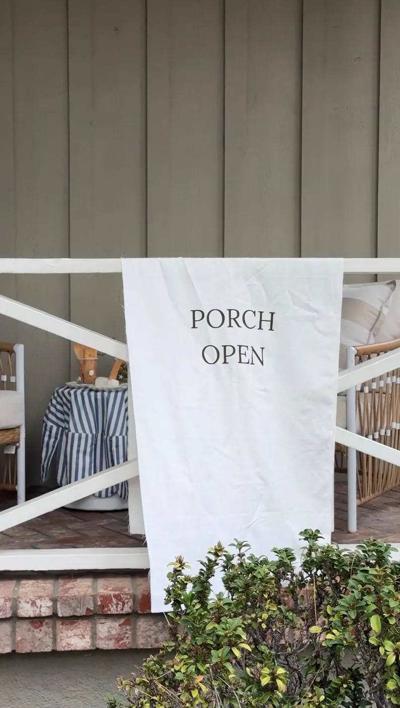 Porch Open- Linen Fabric Porch Sign - Etsy | Etsy (Global)