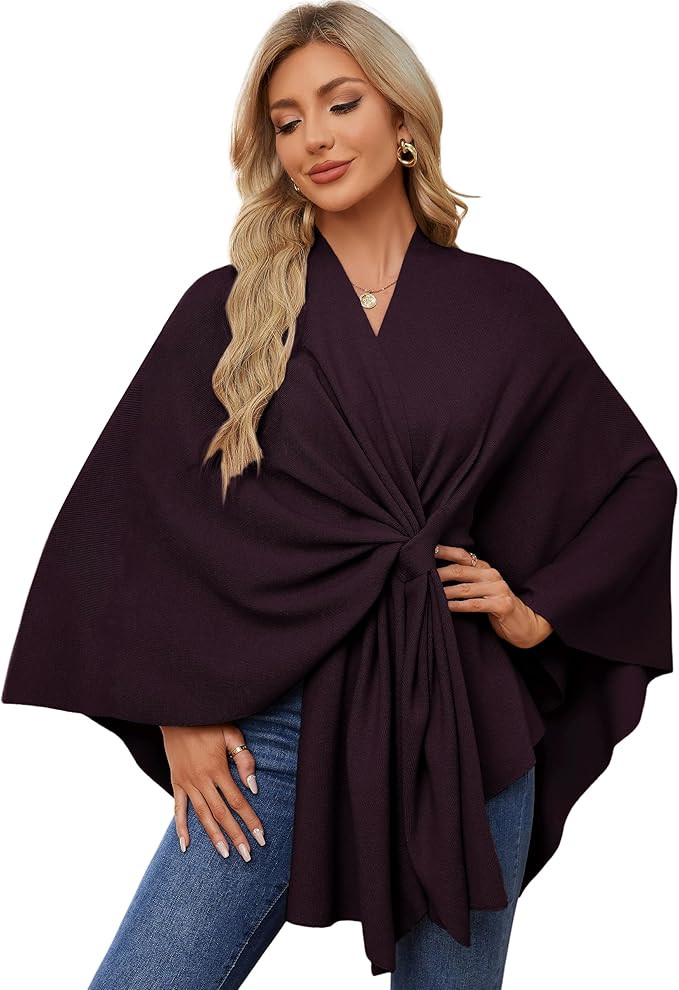 PULI Women's Elegant Shawl Wraps Soft Open Front Poncho Sweater for Spring Fall Winter | Amazon (US)