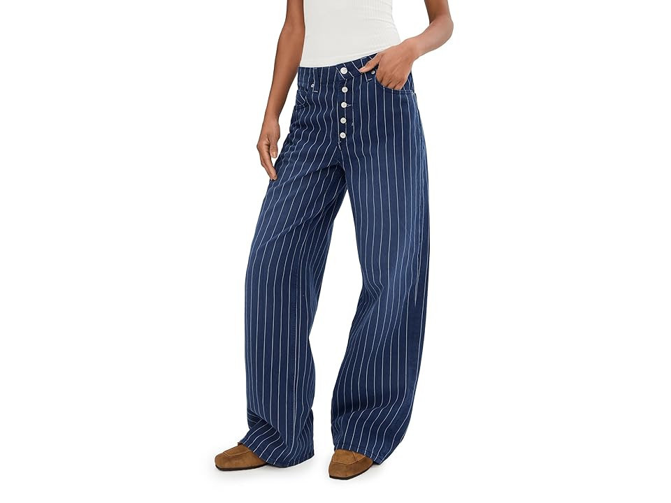 Free People Striped Nia BF Jean Women's Clothing Indigo Pinstripe : 28, Cotton | Zappos