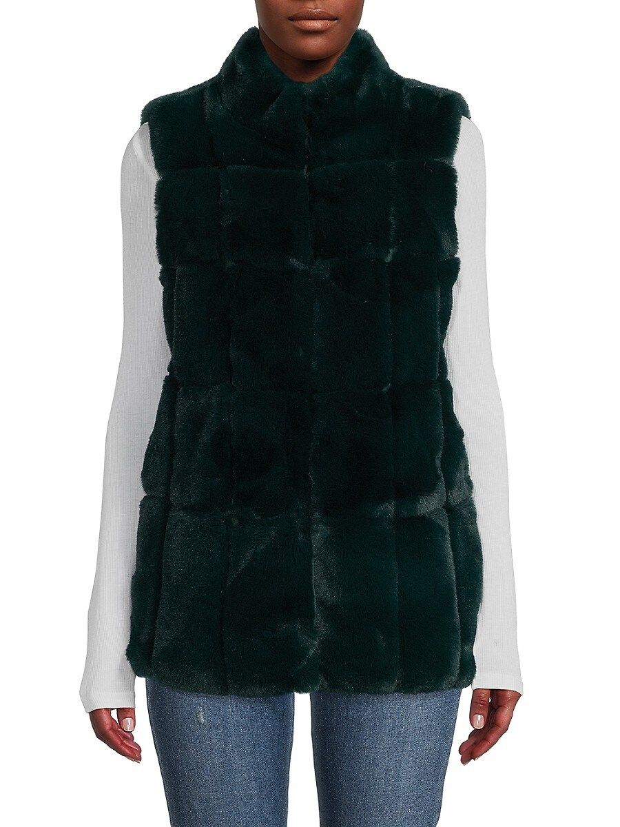 BELLE FARE Women's Quilted Faux Fur Vest - Dark Green - Size XS | Saks Fifth Avenue OFF 5TH