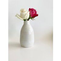 Porcelain Bud Vase, Small Pottery Off White Flower Ceramic Vase | Etsy (US)