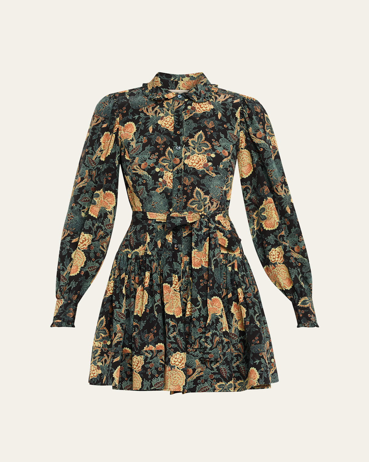 Simona Silk Long-Sleeve Mini Shirtdress | Bergdorf Goodman