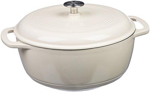 AmazonBasics Enameled Cast Iron Covered Dutch Oven, 4.3-Quart, White | Amazon (US)