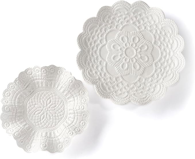 MONEST Jewelry Tray Ceramic White Lace 5"+4", Jewelry Dish, Ring Dish, Trinket Dish, Trinket Tray... | Amazon (US)