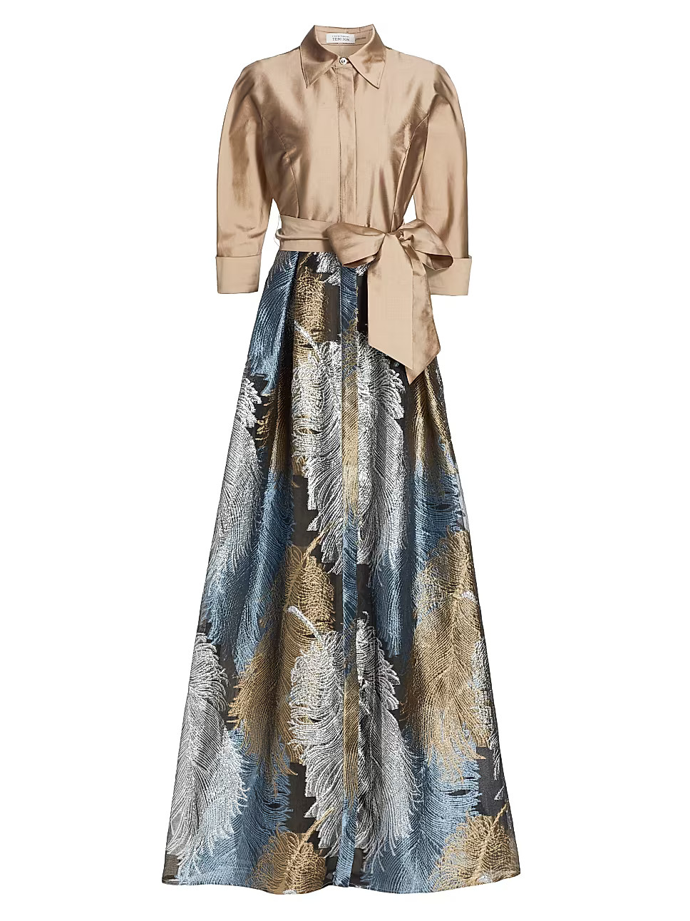 Two-Tone Feather Jacquard Shirt Gown | Saks Fifth Avenue