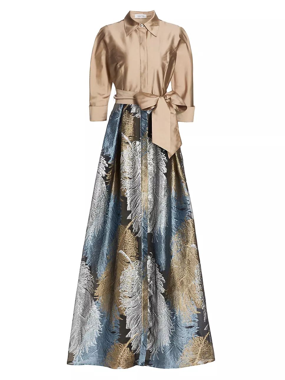 Two-Tone Feather Jacquard Shirt Gown | Saks Fifth Avenue