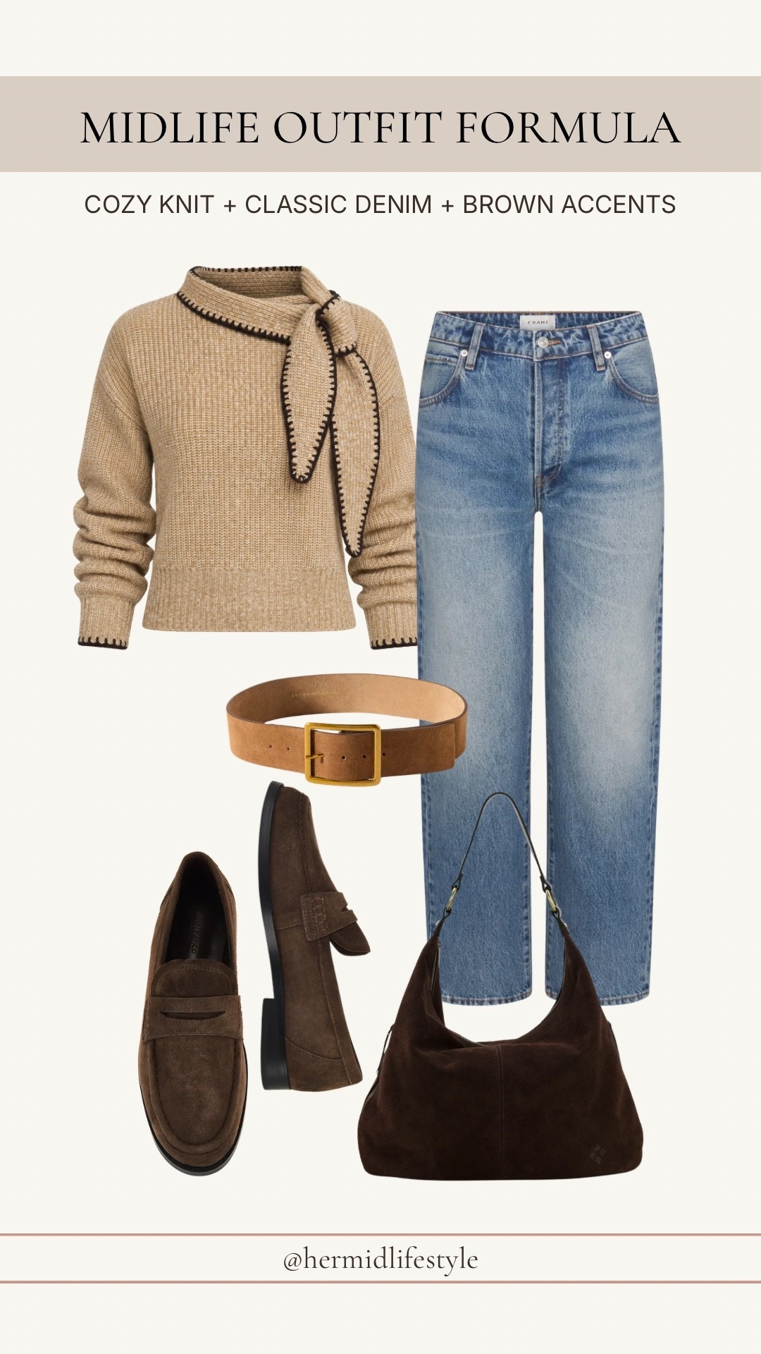 This cozy knit and classic denim combination is such an easy fall outfit formula. The top in size small is sold out, but medium and large are still available. I love the camel and brown accents for a polished look that’s still easy to wear.

#LTKootd #LTKOver40 #LTKgrwm
