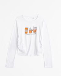 long-sleeve side ruched snack graphic tee | Abercrombie & Fitch (US)