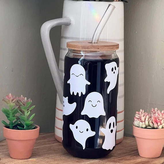 Cute Ghost Beer Can Glass Cup, Spooky Season Iced Coffee Glass,Halloween Beer Can Glass, Fall Dec... | Etsy (US)