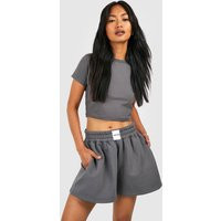 Womens Dsgn Studio Woven Label Sweat Short - Grey - Xs | boohoo (US & Canada)