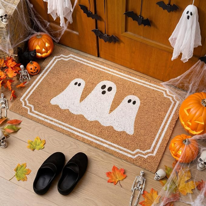 Halloween Ghost Welcome Doormat 32"x20" Spooky Ghost Door Mat | Amazon (US)