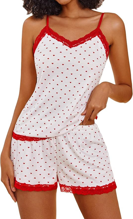 Avidlove Women Cami Pajama Set Modal Sleepwear Lace Trim Short PJ Set with Shorts | Amazon (US)