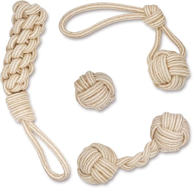 YINOR Dog Chew Toys-Puppy Tug Toys-Natural Cotton Rope-Pets Teething Interactive Knots for Small ... | Amazon (US)
