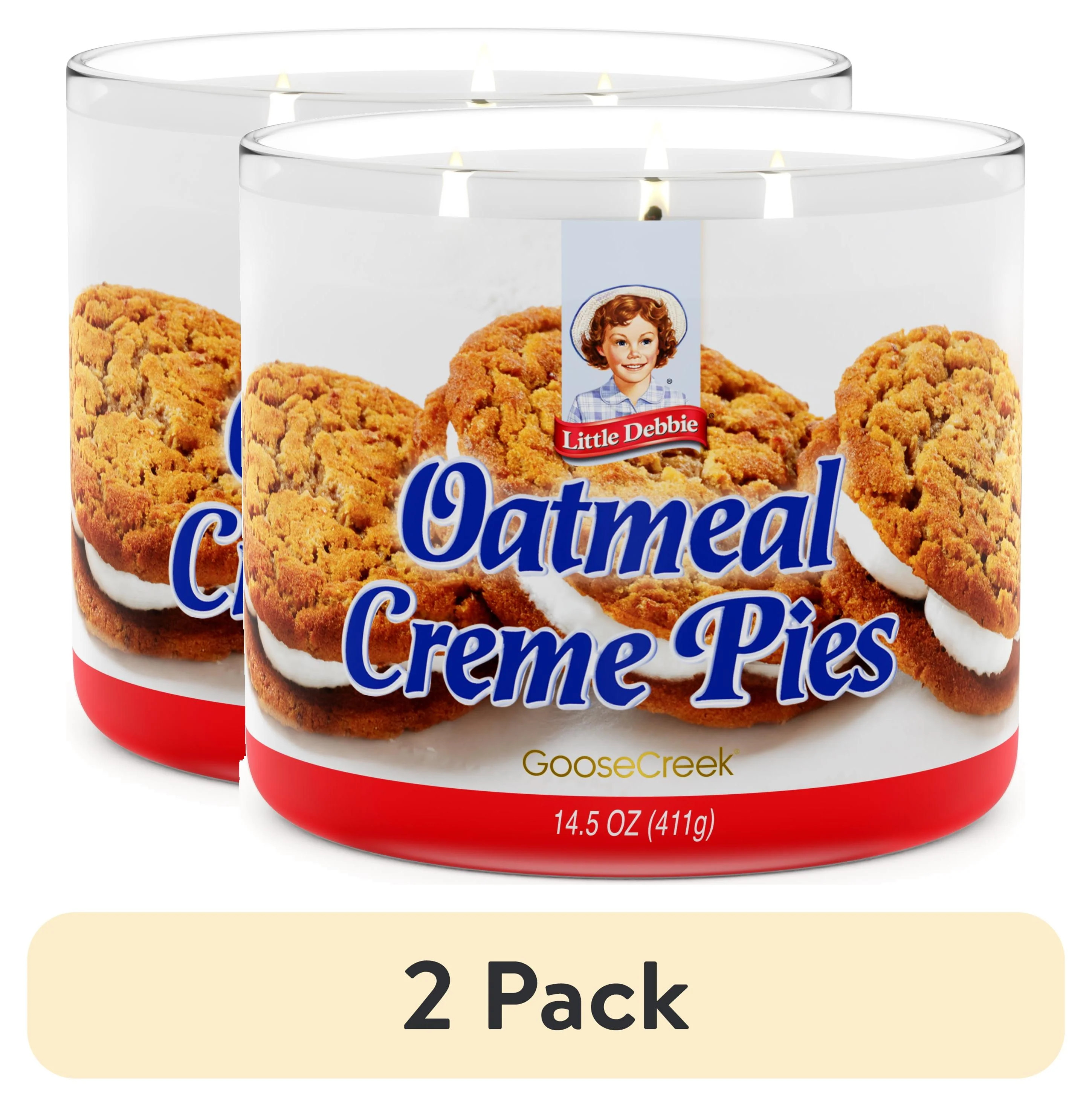 (2 pack) Goose Creek 3-Wick Little Debbie Oatmeal Cream Pies Scented Jar Candle, 14.5oz. | Walmart (US)